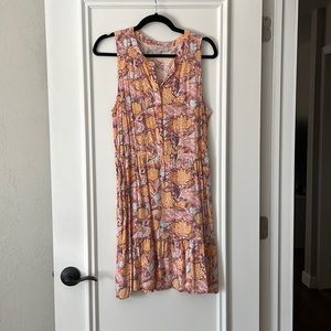 Loft pink printed since waist dress